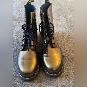 Gold Dr Martens Combat Boots with Black Laces